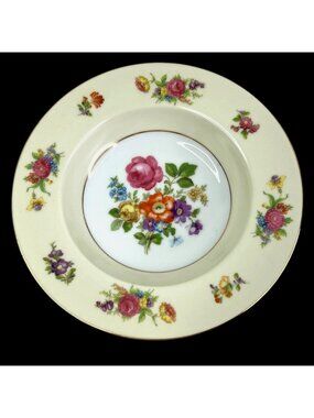 Vintage Rose China Rim Soup Bowls Set Of 6 Occupied Japan 8" Elegant Dining